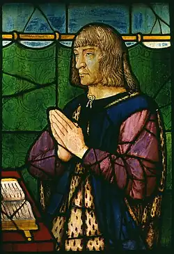 Louis&nbsp;XII en prière, Vitrail attribué à Jean Perréal (1500-1510, Walters Art Museum), 46.34, 80&nbsp;×&nbsp;55,9&nbsp;cm.