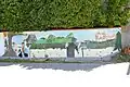 Chemin de St Jacques ; hier et aujourd'hui. Fresque "naïve" d'Emma 17 ans