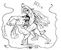 Combat entre Surt et Freyr au Ragnarök, par Lorenz Frølich (1895)