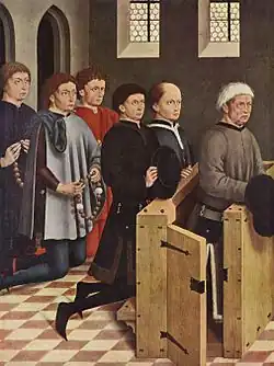 Retable de Nördlingen : le donateur Jakob Fuchsart et ses fils