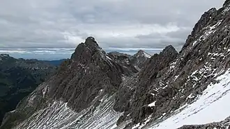 Vue du sommet sud depuis le Balkenscharte.