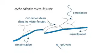 Usure mécanique des parois d'un spéléothème
