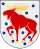 Armoiries de la province suédoise de Gästrikland, représentant un renne rouge aux bois et sabots jaunes sur un fond à pois bleus.