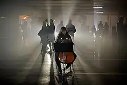 Représentation de Fosse dans le parking Berger, centre Pompidou, le 9 janvier 2020