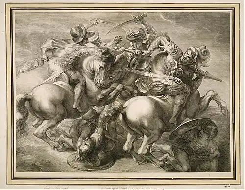 Le combat des quatre cavaliers d'après Léonard de Vinci,