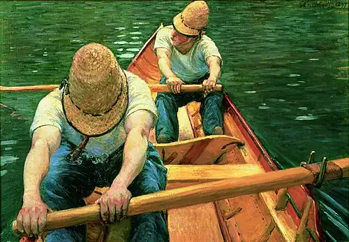 Canotiers ramant sur l'Yerres, 1877,collection privée[réf.&nbsp;nécessaire].