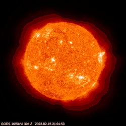 Éruption solaire, par GOES (2022)
