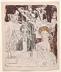 Dinertafel, 1916, lithographie (66,04 × 32,38 cm), musée Solomon R. Guggenheim, New York.
