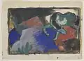 Grünes Pferd in Landschaft, 1912, aquarelle, gouache et crayon graphite sur papier (9,2&nbsp;×&nbsp;14,3&nbsp;cm), musée Solomon R. Guggenheim (New York).