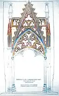 Polychromie identifiée et restituée sur le gable du tombeau d’Arnaud IV de Canteloup