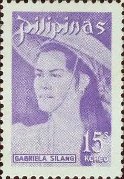 La dirigeante révolutionnaire Gabriela Silang est représentée portant un "salakot" sur un timbre-poste de 1974.