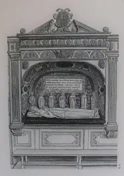 Tombeau d'Anne de Bourgogne au couvent des Célestins de Paris, dessin de François Roger de Gaignières.