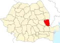Map of Romania highlighting Galați County