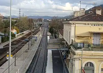 La voie 3 vue de la passerelle.