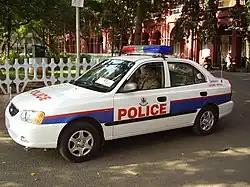 Patrouille de police à Madras&nbsp;(en).