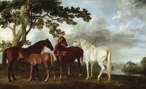 Juments et poulains dans un paysage fluvial, 1763-1768, Londres, Tate Britain.