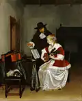 Gerard ter Borch, La Leçon de musique, vers 1668, 67,7&nbsp;×&nbsp;54,9&nbsp;cm, The J. Paul Getty Museum