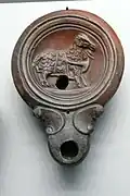 Ulysse se cachant sous un bélier, lampe romaine du Ier s.