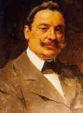 Portrait du peintre Cesare Saccaggi de Tortona. Cesare Saccaggi et Giacomo Grosso étaient des amis proches jusqu'à la mort de Saccaggi.
