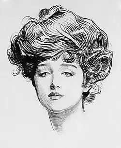 De haut en bas, des représentations de la personnification Gibson Girl et du modèle Arrow Collar Man (en) servant à concevoir les jumeaux Lutece.