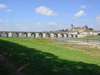 Vue sur Gien depuis la rive gauche de la Loire.