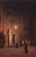 Wittelsbach Square à Munich la nuit, vers 1890.