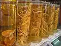 Ginseng dans un marché en Corée.