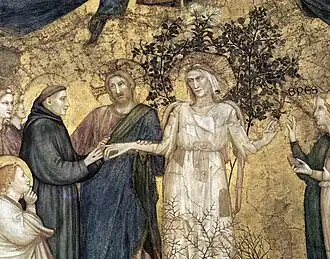 Saint François épouse dame Pauvreté, détail.