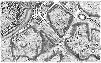 Représentation du cirque issue d'un grand plan de Rome conçu par Giambattista Nolli et publié en 1748.