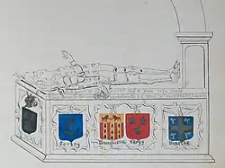 Gisant de Jean de Lavaulx, dans l'église Saint-Martin, détruit à la Révolution.
