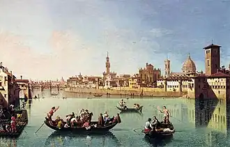 Vue de l'Arno à Florence (première moitié du XVIIIe&nbsp;siècle).