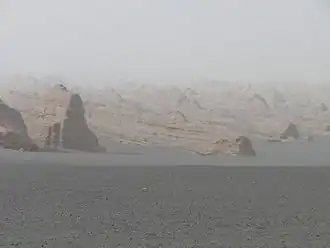 Le désert près de Dunhuang (Gansu) en juillet 2009.