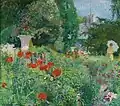 Ernest Godfrinon, Élégante dans le champ de coquelicots, Huile sur toile, 1922, 64,5 x 74 cm