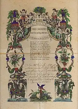 Souhait de baptême protestant alsacien (Goettelbrief) imprimé.