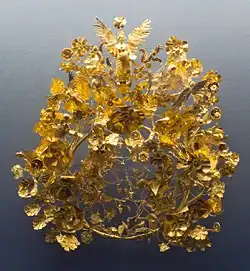 Couronne d'or provenant d'une tombe d'Armento, Basilicate. Offrande funéraire ou nuptiale, vers 370-360 av. J.-C.