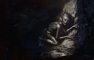Le périple de Gollum commence,illustration de Frédéric Bennett.