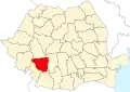 Map of Romania highlighting Gorj County