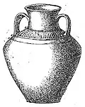Urne cinéraire trouvée dans le tumulus de Kerlan (dessin de Paul du Châtellier).