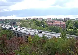 Le viaduc de Gröndals vu depuis Ormberget.