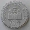75 pf de Silésie, en porcelaine (1922)