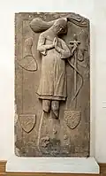 Dalle funéraire d'un chevalier du XIVe&nbsp;siècle.