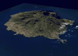 Animation représentant la Grande Canarie en trois dimensions.