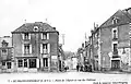 Grand-Fougeray ː Place de l'église et Rue du château vers 1925 (carte postale Leparoux).