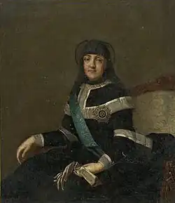 Portrait de femme, en habits noirs.
