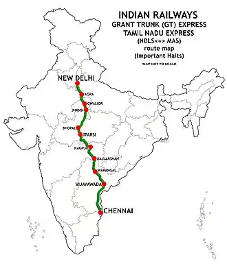 Image illustrative de l’article Ligne de Delhi à Chennai
