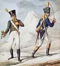Cornet et officier voltigeur d'infanterie de ligne.