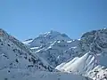 La Grande Motte enneigée depuis Tignes.
