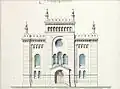 Façade de la synagogu e- plan d'architecte