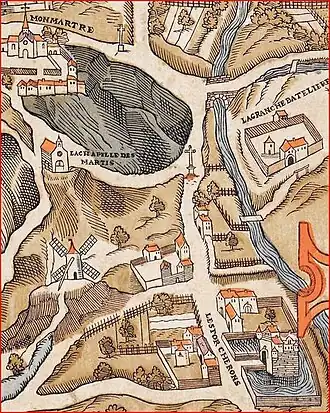 Le château sur un plan de 1550, avec la graphie « Torcherons ».