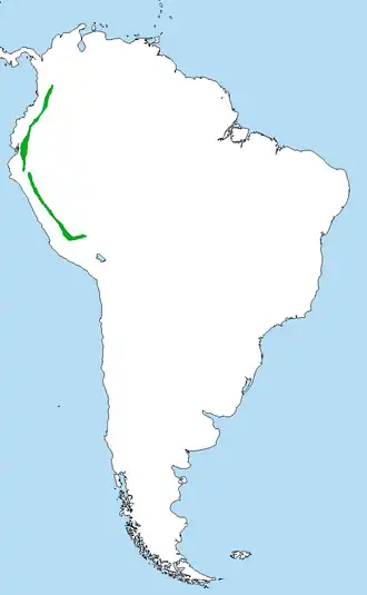 Description de l'image Grey-breasted Mountain-Toucan map continent without borders.png.